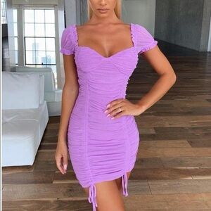 Elegant Purple Ruched Dress